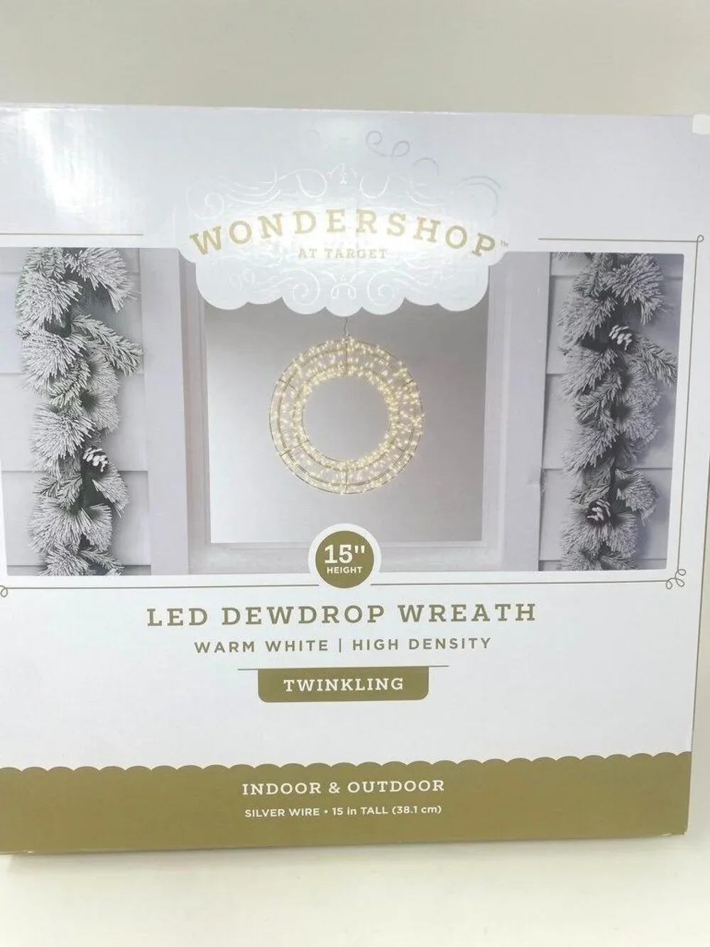 Target Christmas Hanging Wreath Twinkling Dewdrop Lights Warm White Wondershop™